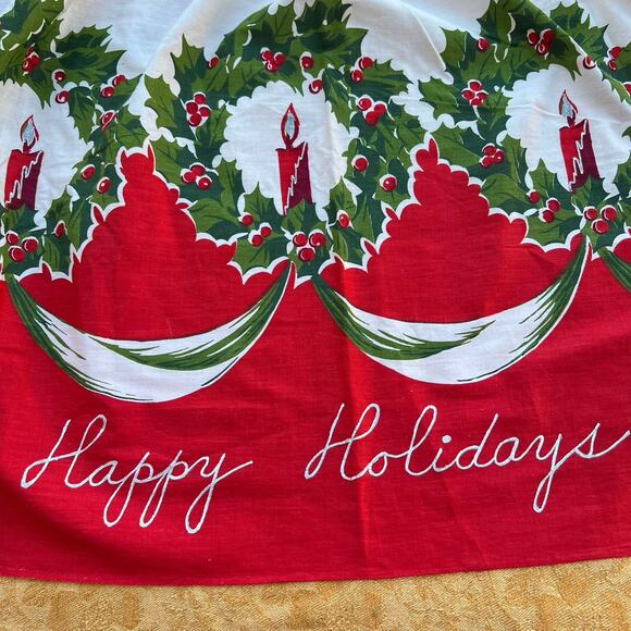 Happy Holidays Candle & Wreath Tie Half Apron - Picture 2 of 6